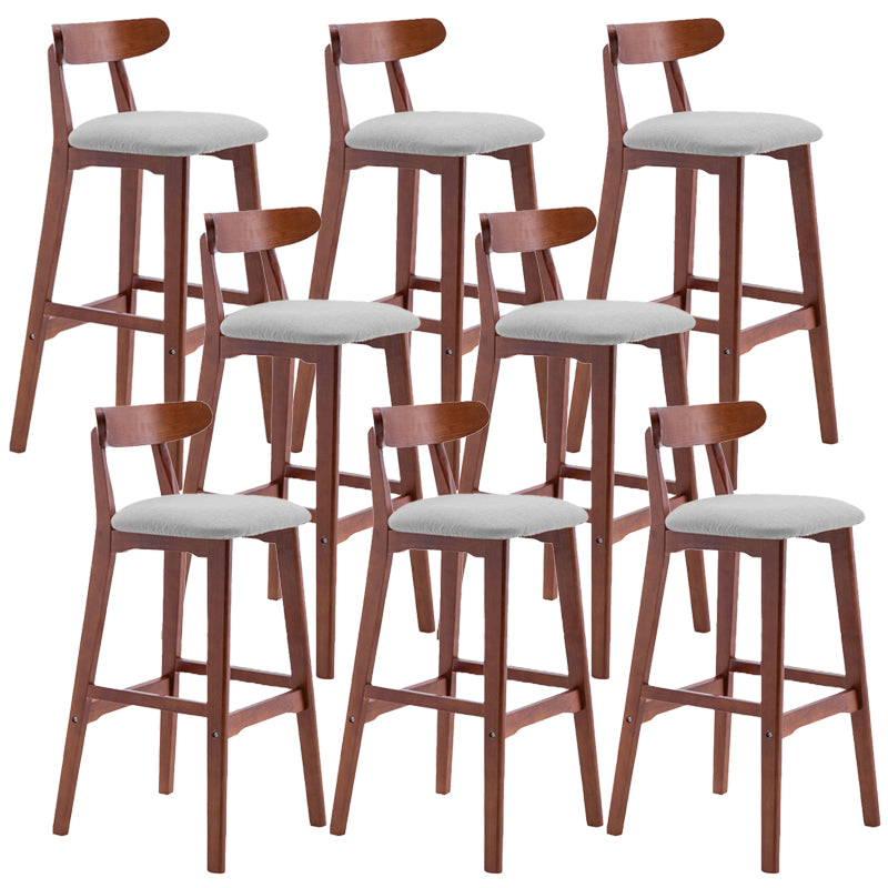 Scandinavian Restaurant Rubberwood Stool Matte Finish Upholstered Bar Stools