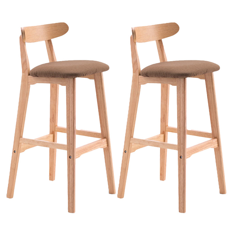 Scandinavian Restaurant Rubberwood Stool Matte Finish Upholstered Bar Stools