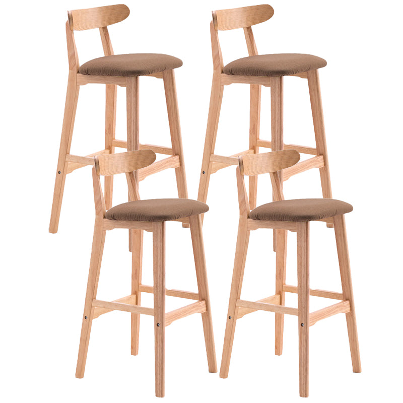 Scandinavian Restaurant Rubberwood Stool Matte Finish Upholstered Bar Stools