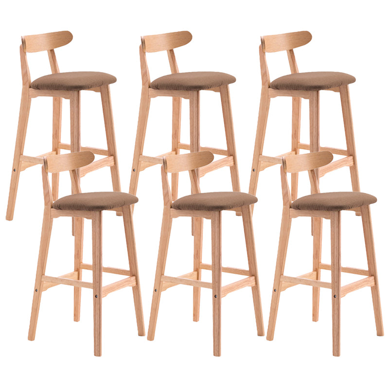 Scandinavian Restaurant Rubberwood Stool Matte Finish Upholstered Bar Stools