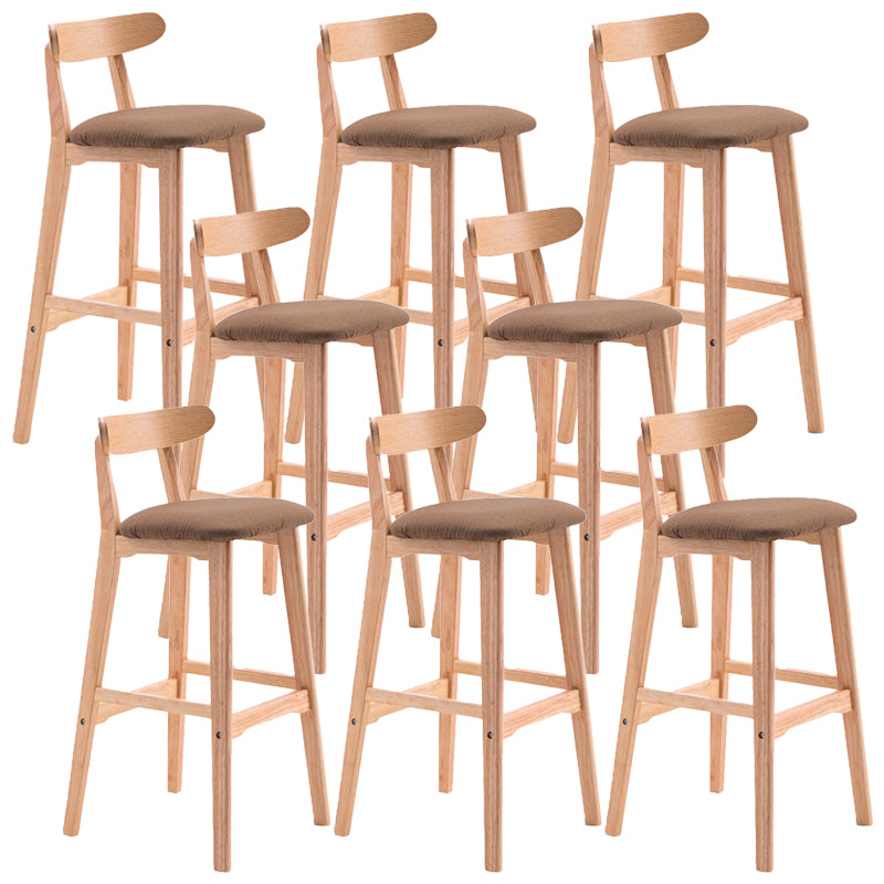 Scandinavian Restaurant Rubberwood Stool Matte Finish Upholstered Bar Stools