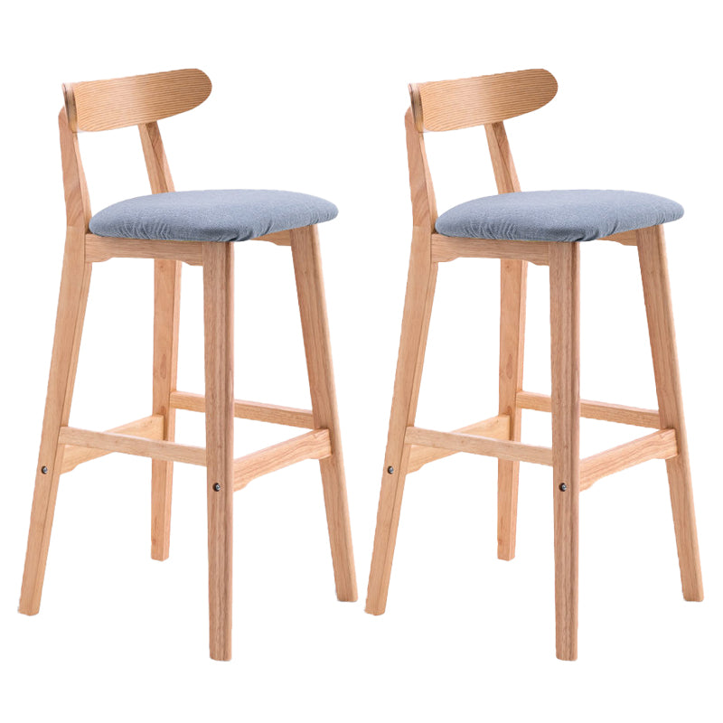 Scandinavian Restaurant Rubberwood Stool Matte Finish Upholstered Bar Stools