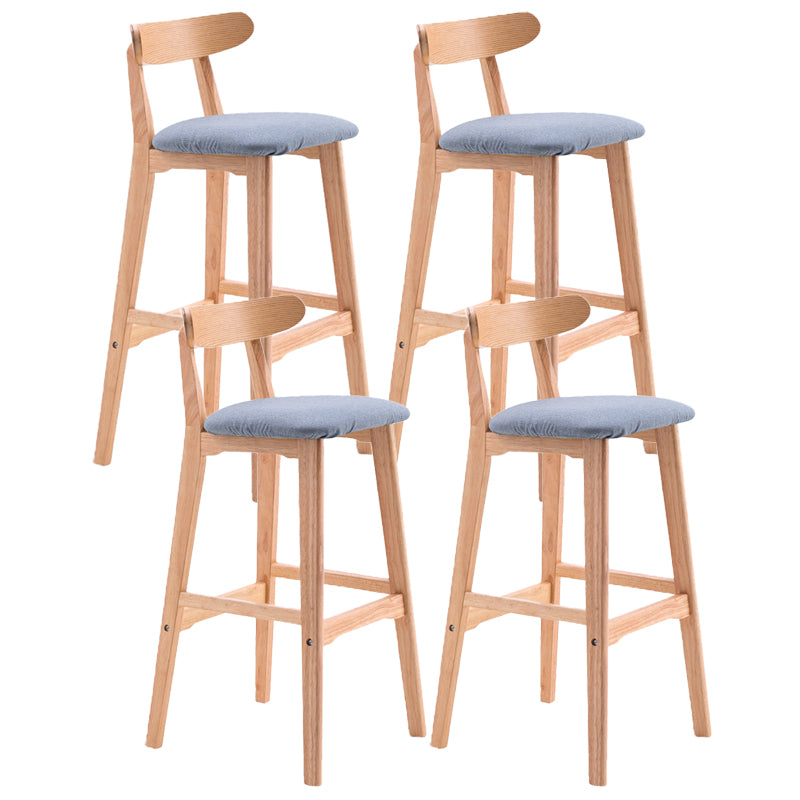 Scandinavian Restaurant Rubberwood Stool Matte Finish Upholstered Bar Stools