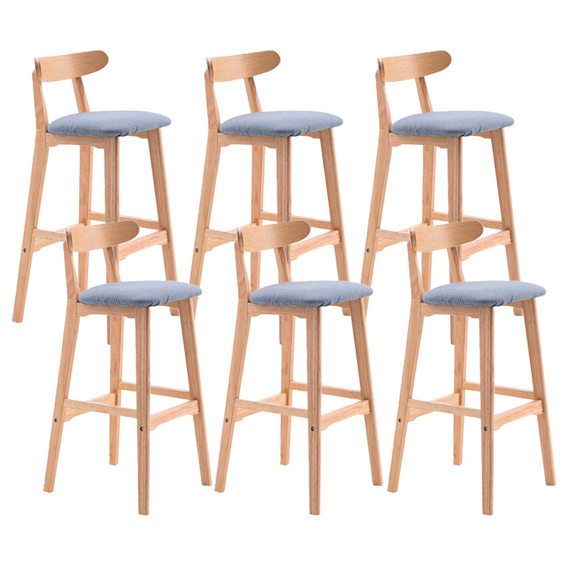 Scandinavian Restaurant Rubberwood Stool Matte Finish Upholstered Bar Stools