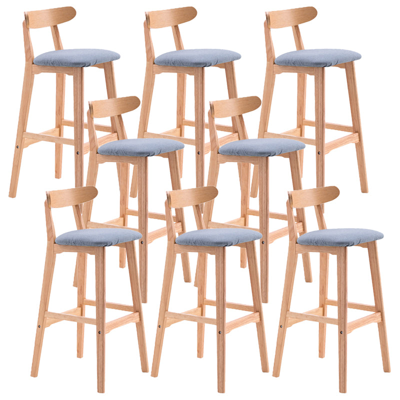 Scandinavian Restaurant Rubberwood Stool Matte Finish Upholstered Bar Stools