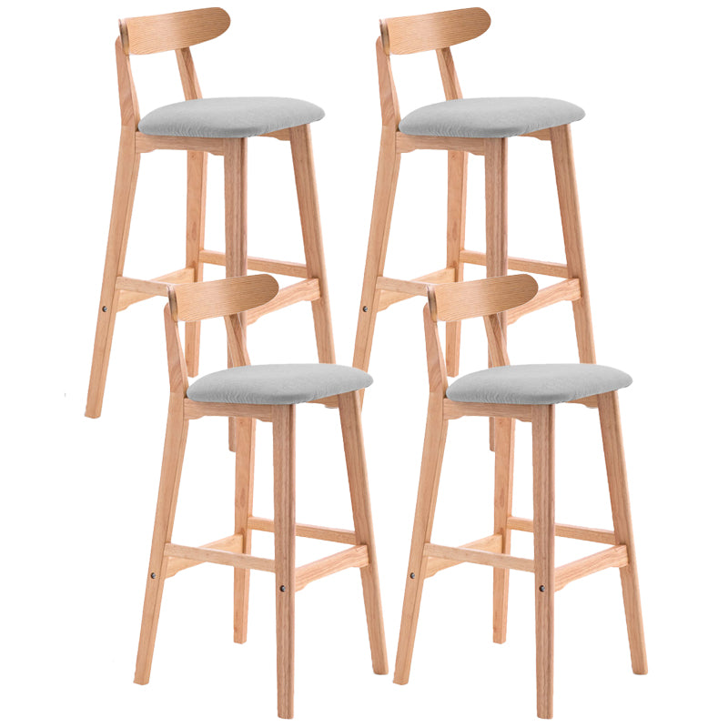 Scandinavian Restaurant Rubberwood Stool Matte Finish Upholstered Bar Stools