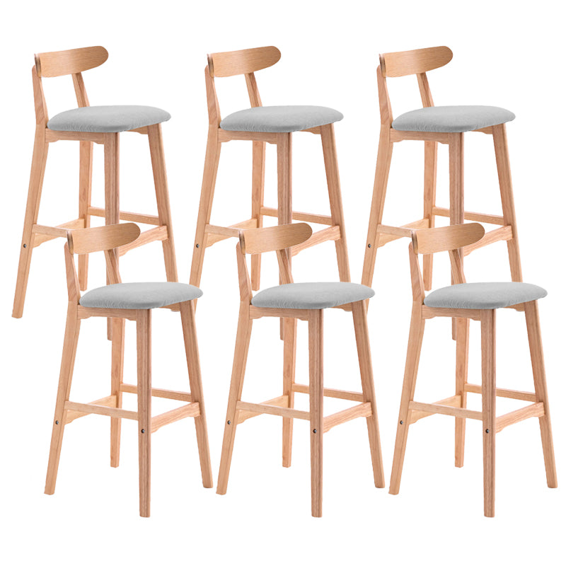 Scandinavian Restaurant Rubberwood Stool Matte Finish Upholstered Bar Stools