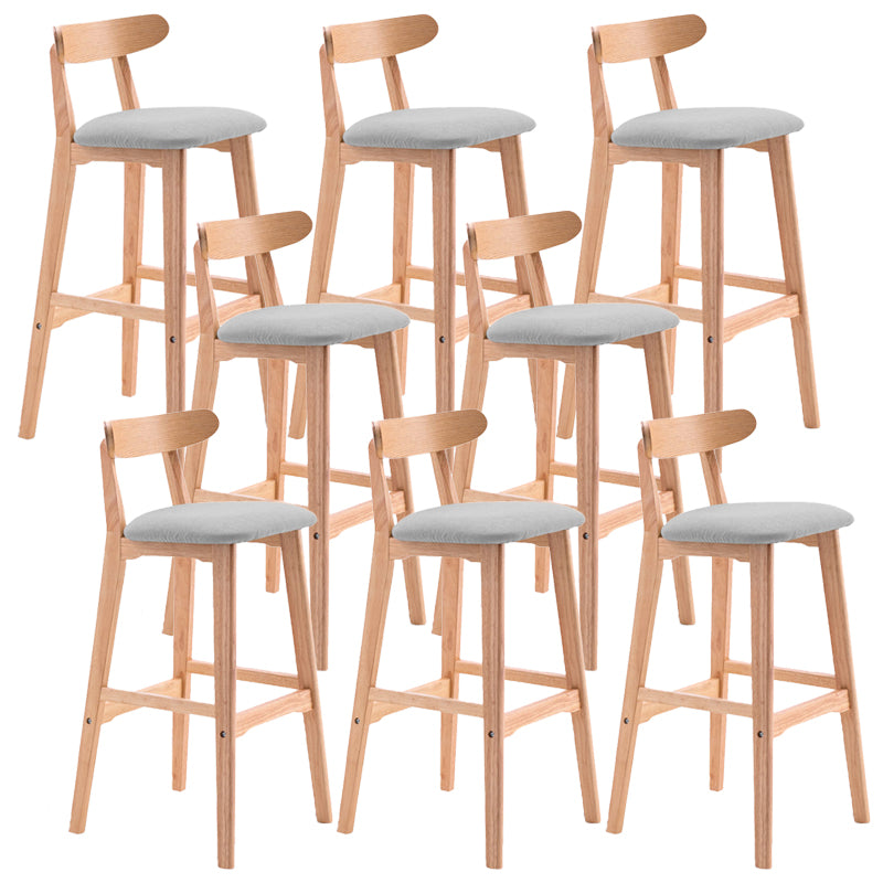 Scandinavian Restaurant Rubberwood Stool Matte Finish Upholstered Bar Stools