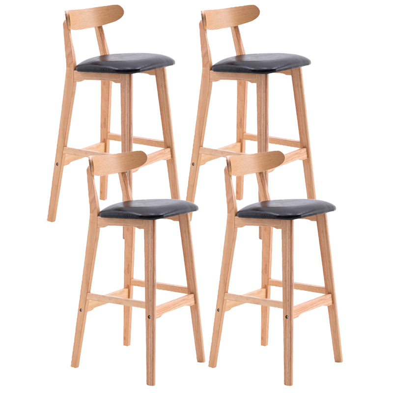 Scandinavian Restaurant Rubberwood Stool Matte Finish Upholstered Bar Stools