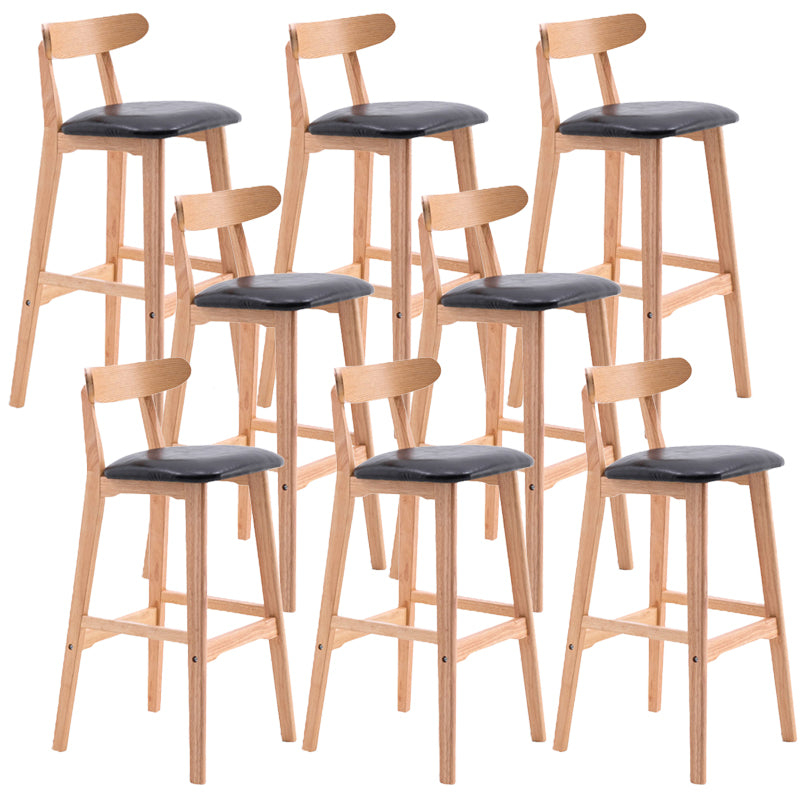Scandinavian Restaurant Rubberwood Stool Matte Finish Upholstered Bar Stools