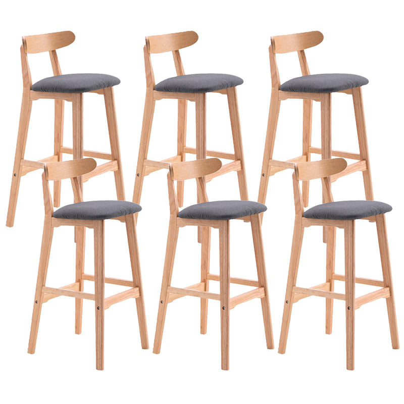 Scandinavian Restaurant Rubberwood Stool Matte Finish Upholstered Bar Stools