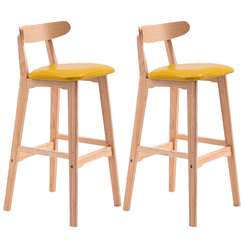 Scandinavian Restaurant Rubberwood Stool Matte Finish Upholstered Bar Stools