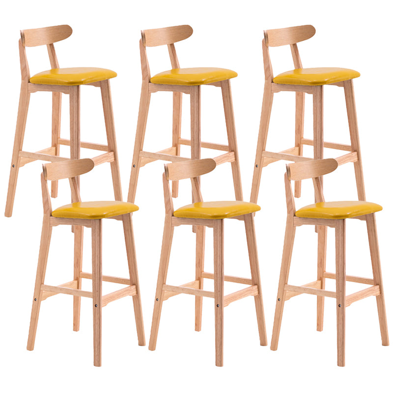 Scandinavian Restaurant Rubberwood Stool Matte Finish Upholstered Bar Stools