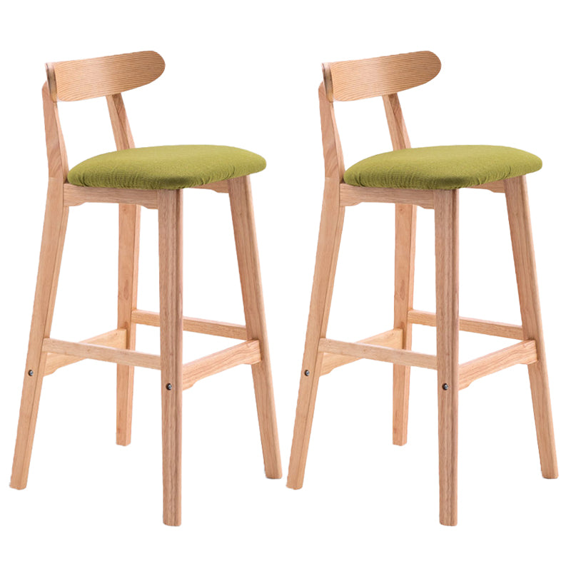 Scandinavian Restaurant Rubberwood Stool Matte Finish Upholstered Bar Stools