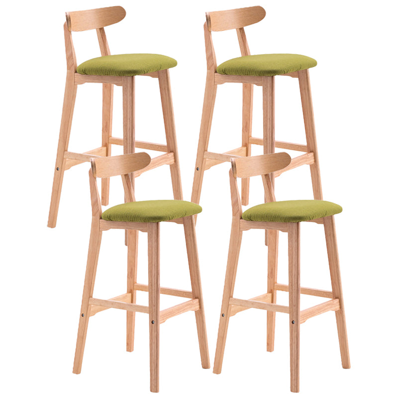 Scandinavian Restaurant Rubberwood Stool Matte Finish Upholstered Bar Stools