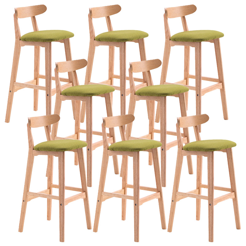 Scandinavian Restaurant Rubberwood Stool Matte Finish Upholstered Bar Stools