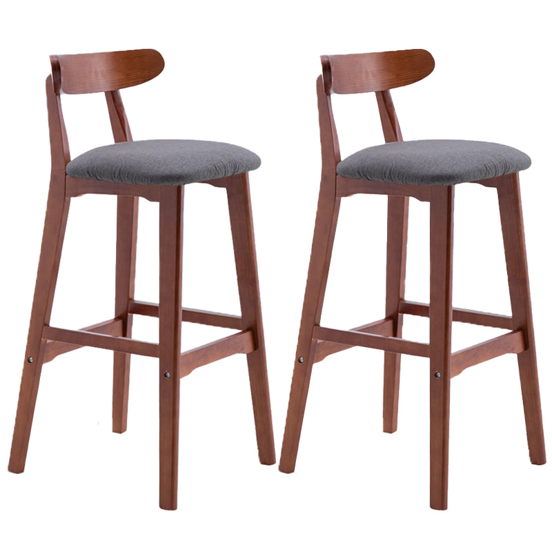 Scandinavian Restaurant Rubberwood Stool Matte Finish Upholstered Bar Stools