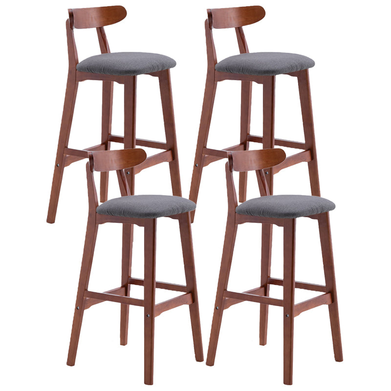 Scandinavian Restaurant Rubberwood Stool Matte Finish Upholstered Bar Stools