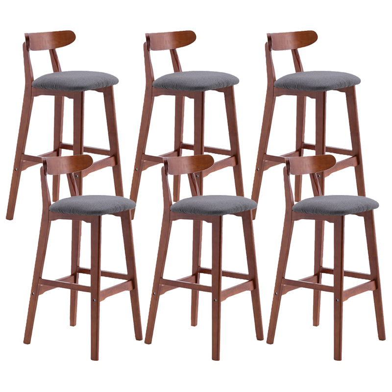 Scandinavian Restaurant Rubberwood Stool Matte Finish Upholstered Bar Stools