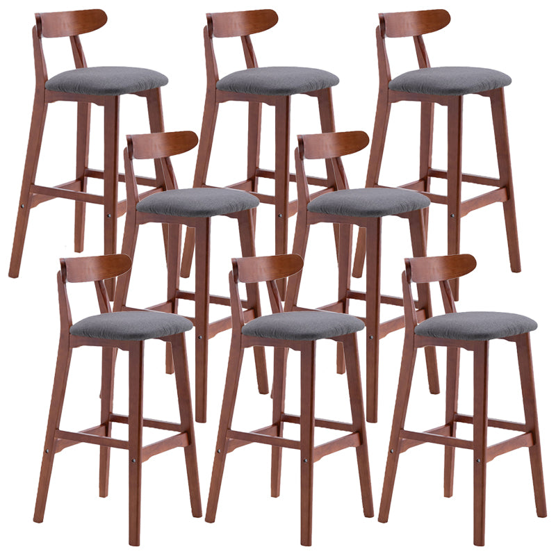 Scandinavian Restaurant Rubberwood Stool Matte Finish Upholstered Bar Stools