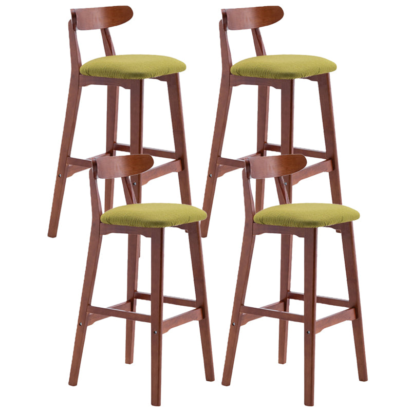 Scandinavian Restaurant Rubberwood Stool Matte Finish Upholstered Bar Stools
