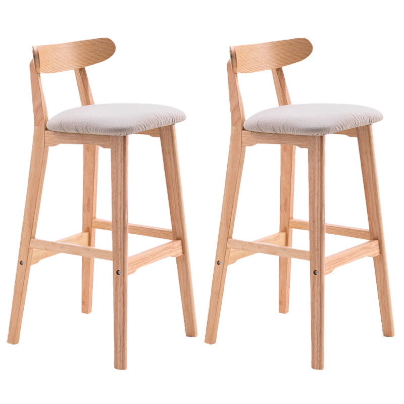 Scandinavian Restaurant Rubberwood Stool Matte Finish Upholstered Bar Stools