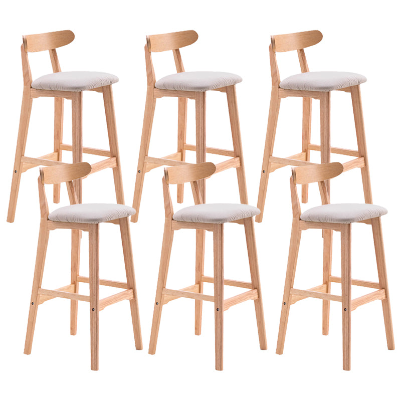 Scandinavian Restaurant Rubberwood Stool Matte Finish Upholstered Bar Stools