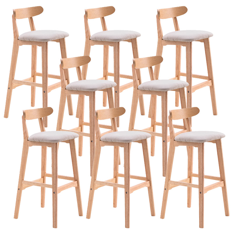 Scandinavian Restaurant Rubberwood Stool Matte Finish Upholstered Bar Stools