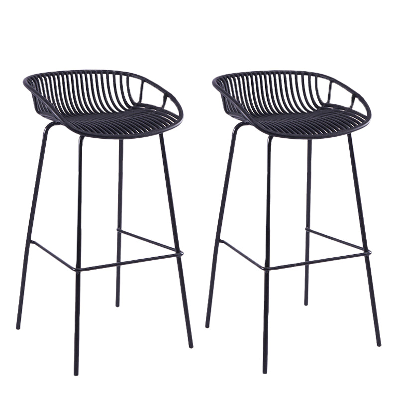 Contemporary Matte Finish Iron Bar Stool Footrest Restaurant Stool