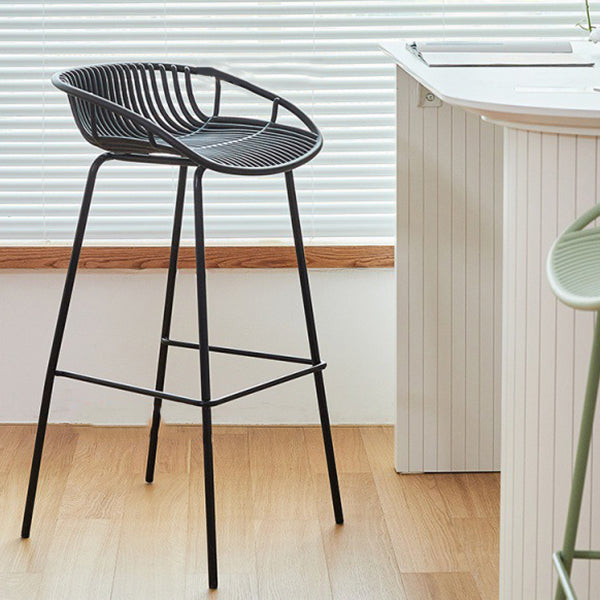 Contemporary Matte Finish Iron Bar Stool Footrest Restaurant Stool