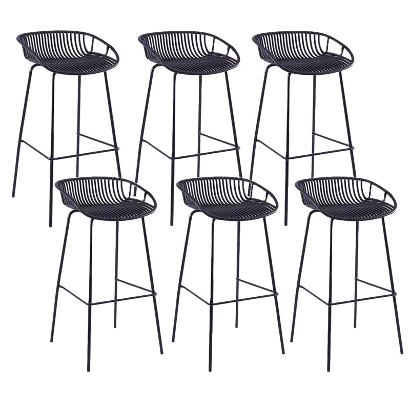 Contemporary Matte Finish Iron Bar Stool Footrest Restaurant Stool