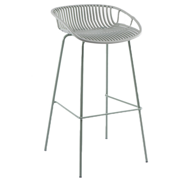Contemporary Matte Finish Iron Bar Stool Footrest Restaurant Stool