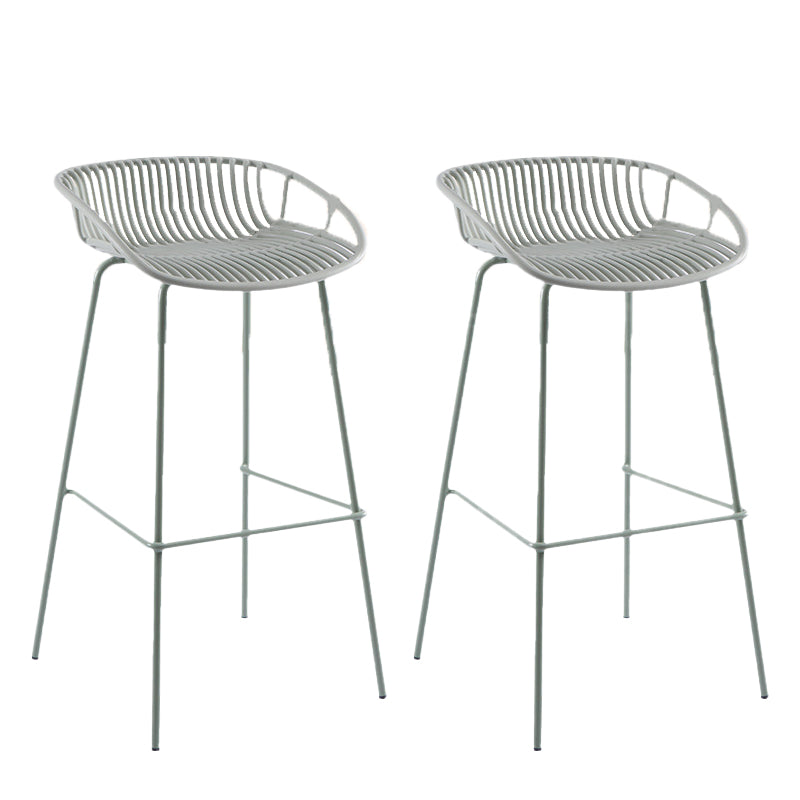Contemporary Matte Finish Iron Bar Stool Footrest Restaurant Stool