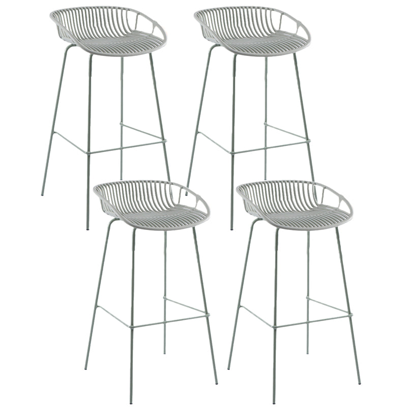 Contemporary Matte Finish Iron Bar Stool Footrest Restaurant Stool