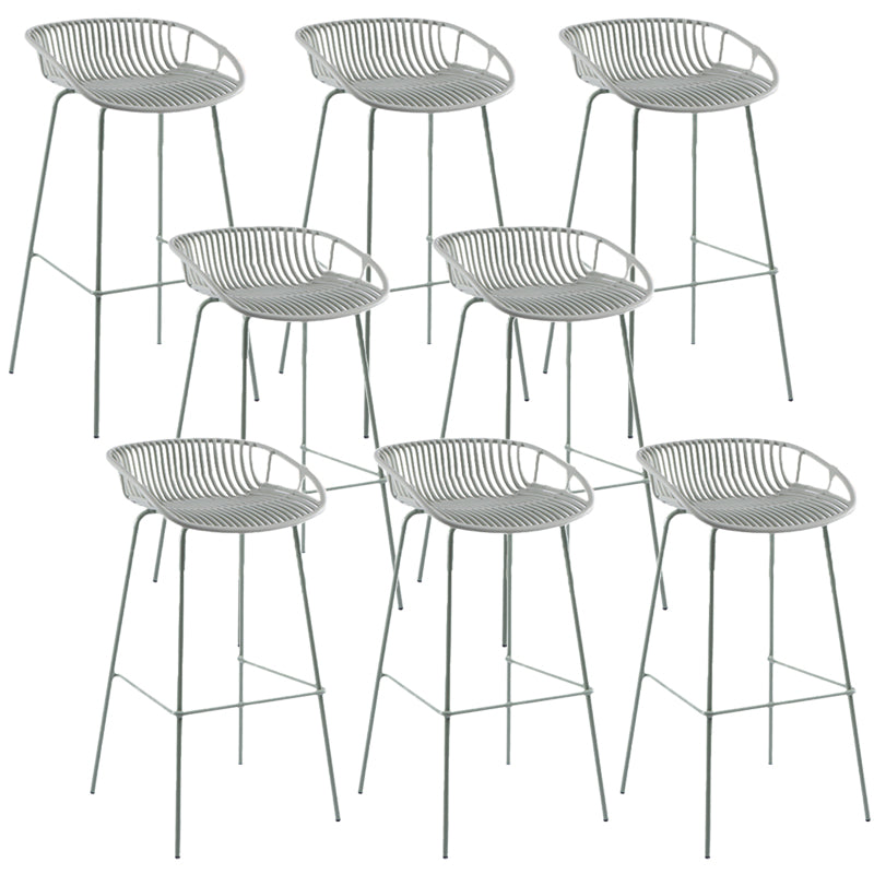 Contemporary Matte Finish Iron Bar Stool Footrest Restaurant Stool