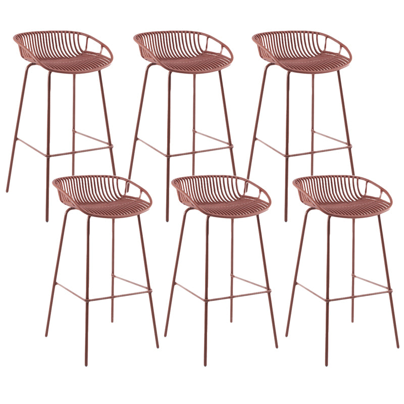 Contemporary Matte Finish Iron Bar Stool Footrest Restaurant Stool