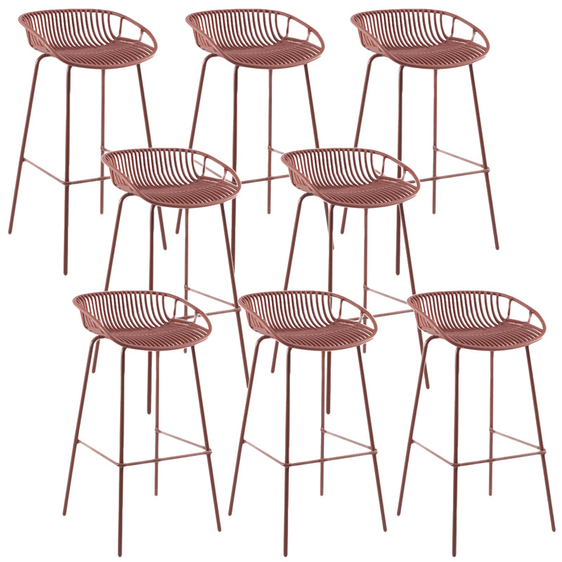 Contemporary Matte Finish Iron Bar Stool Footrest Restaurant Stool