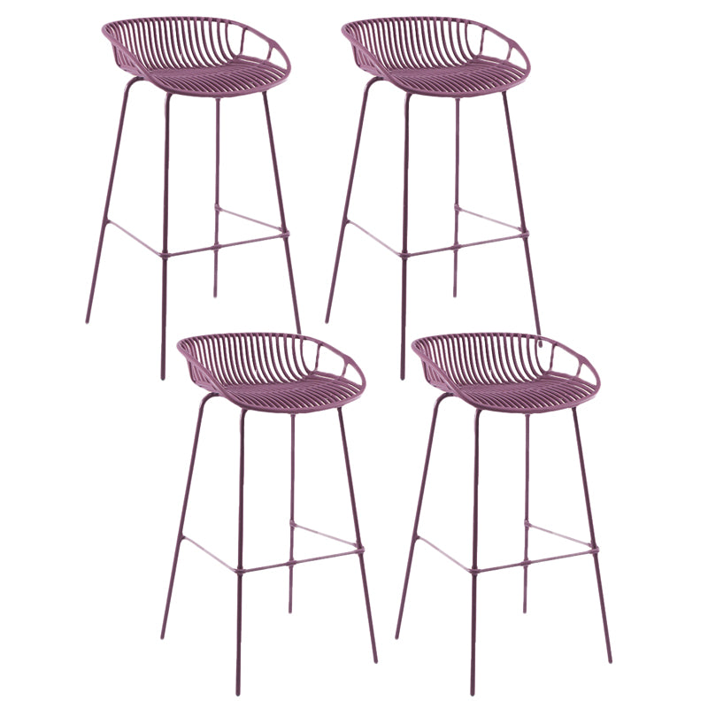 Contemporary Matte Finish Iron Bar Stool Footrest Restaurant Stool