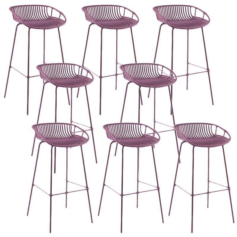 Contemporary Matte Finish Iron Bar Stool Footrest Restaurant Stool