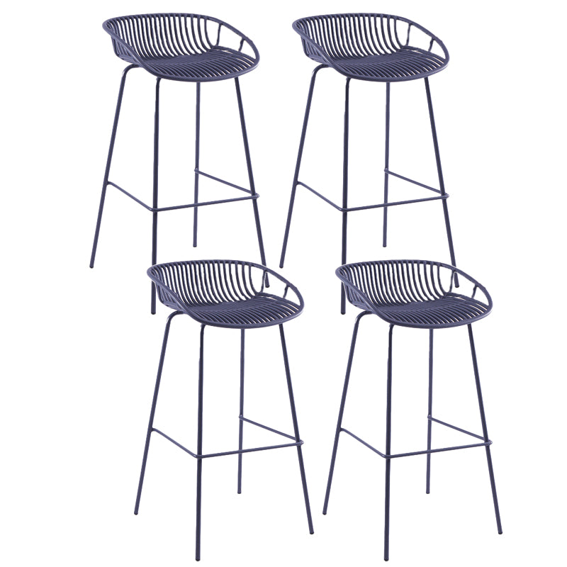 Contemporary Matte Finish Iron Bar Stool Footrest Restaurant Stool