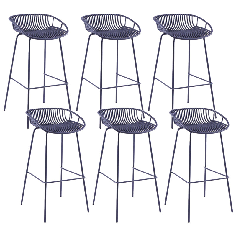 Contemporary Matte Finish Iron Bar Stool Footrest Restaurant Stool