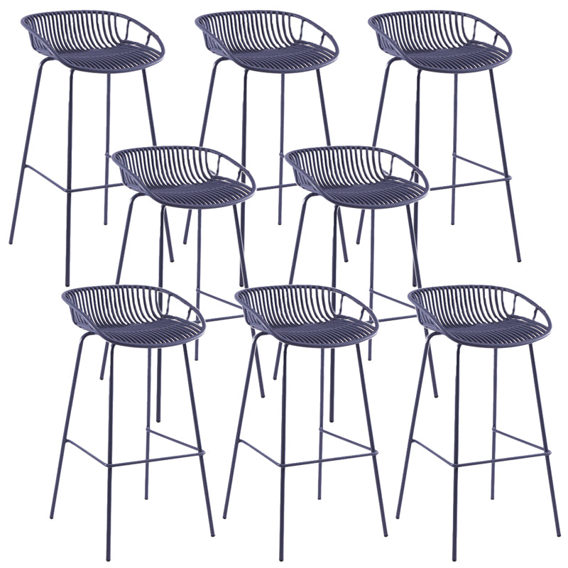 Contemporary Matte Finish Iron Bar Stool Footrest Restaurant Stool