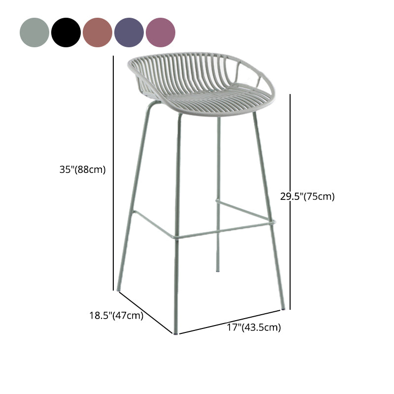 Contemporary Matte Finish Iron Bar Stool Footrest Restaurant Stool