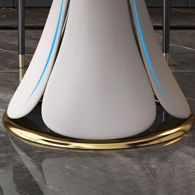 Glam Leather Dinette Set 1/2/5/7 Pieces Scalable Dining Table Set with Sintered Stone Top