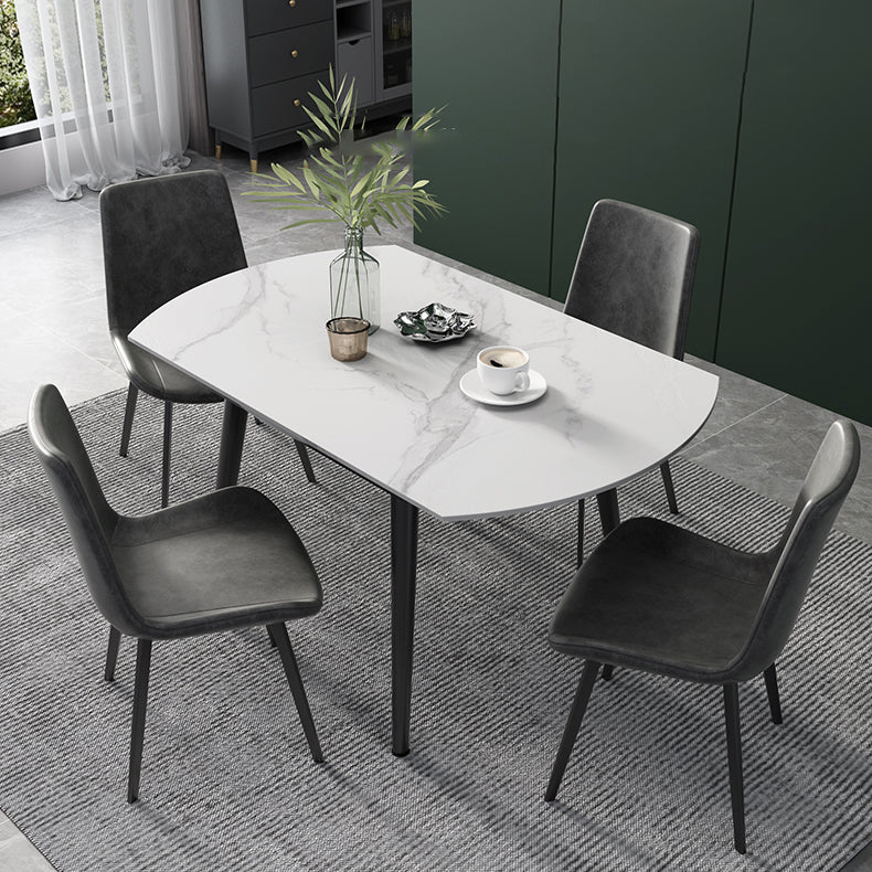 Modern Scalable Dinette Set 1/4/5/6 Pieces Round Sintered Stone Top Dining Table Set