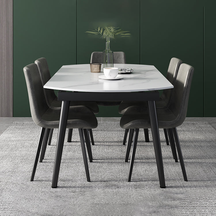 Modern Scalable Dinette Set 1/4/5/6 Pieces Round Sintered Stone Top Dining Table Set