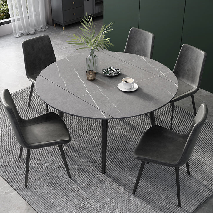 Modern Scalable Dinette Set 1/4/5/6 Pieces Round Sintered Stone Top Dining Table Set