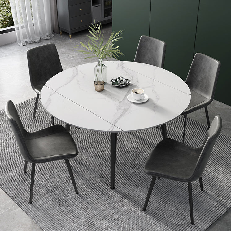 Modern Scalable Dinette Set 1/4/5/6 Pieces Round Sintered Stone Top Dining Table Set