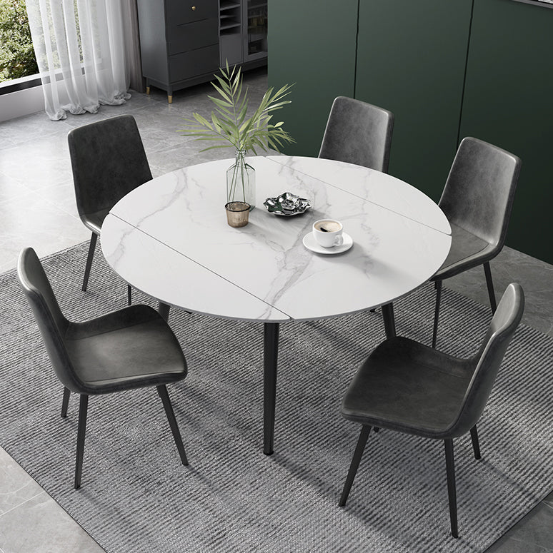 Modern Scalable Dinette Set 1/4/5/6 Pieces Round Sintered Stone Top Dining Table Set