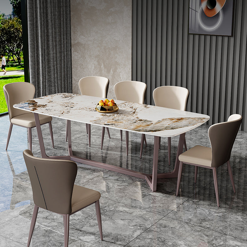 Nordic Glam Rectangle Sintered Stone Dining Table Set 1/4/6/7/8 Pieces Dining Set